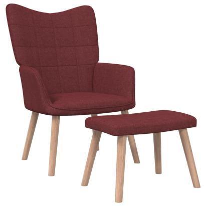 Scaun de relaxare cu taburet, roșu vin, textil GartenMobel Dekor