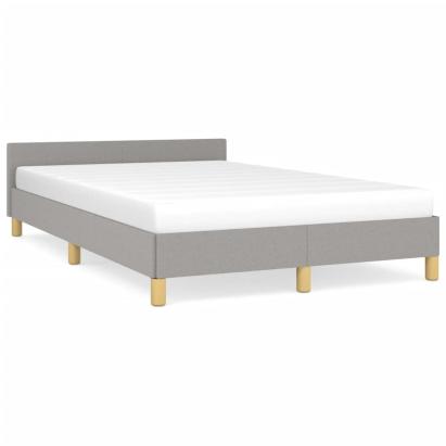Cadru de pat cu tăblie, gri deschis, 120x190cm, material textil GartenMobel Dekor