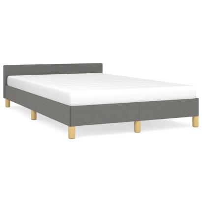 Cadru de pat cu tăblie, gri închis, 120x190 cm, material textil GartenMobel Dekor