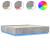 Cadru de pat cu lumini LED gri beton 200x200 cm lemn prelucrat GartenMobel Dekor