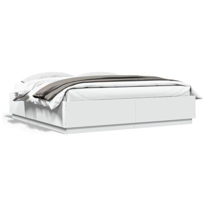 Cadru de pat cu lumini LED, alb, 180x200 cm, lemn prelucrat GartenMobel Dekor