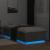 Cadru de pat cu lumini LED, gri beton, 90x200 cm lemn prelucrat GartenMobel Dekor