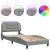 Cadru de pat cu lumini LED, gri deschis, 90x190 cm, textil GartenMobel Dekor