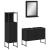 Set dulapuri de baie, 3 piese, negru, lemn prelucrat GartenMobel Dekor