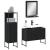 Set dulapuri de baie, 3 piese, negru, lemn prelucrat GartenMobel Dekor