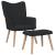 Scaun de relaxare cu taburet, negru, textil GartenMobel Dekor