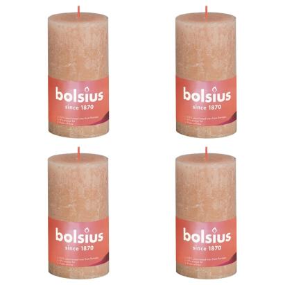 Bolsius Lumânări bloc rustice Shine, 4 buc., roz cețos, 130x68 mm GartenMobel Dekor