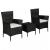 Set mobilier bistro, 3 piese, negru, poliratan GartenMobel Dekor