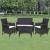 Set mobilier de grădină cu perne, 4 piese, negru, poliratan GartenMobel Dekor
