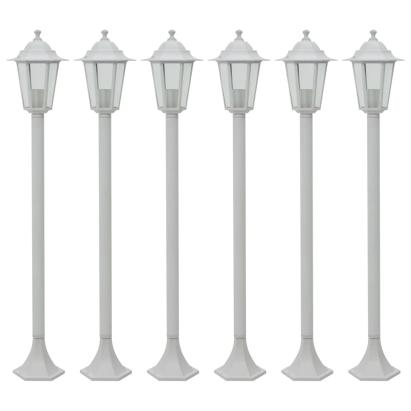Stâlp iluminare grădină, 6 buc., alb, 110 cm, aluminiu, E27 GartenMobel Dekor