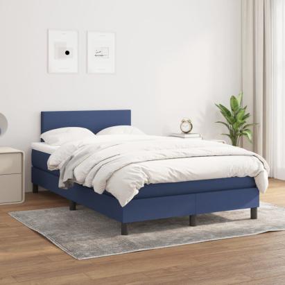 Pat box spring cu saltea, albastru, 120x200 cm, textil GartenMobel Dekor