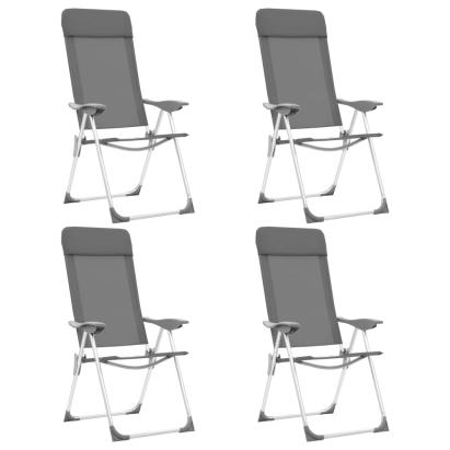 Scaune de camping pliante, 4 buc., gri, aluminiu GartenMobel Dekor
