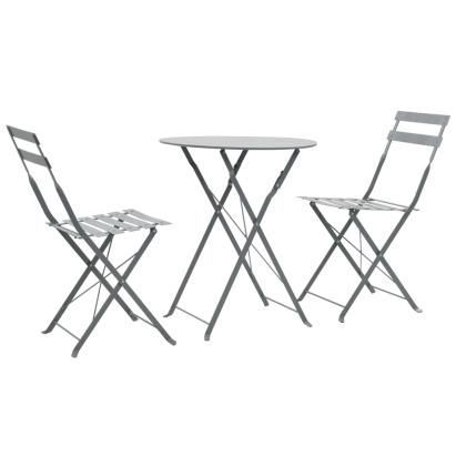 Set mobilier bistro, 3 piese, gri, oțel GartenMobel Dekor