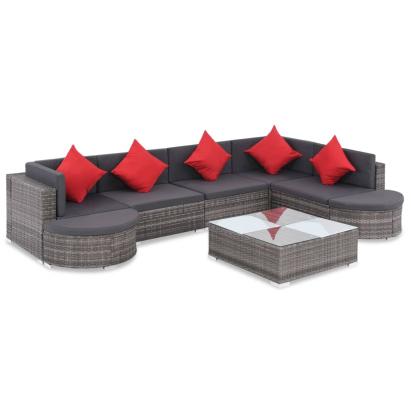 Set mobilier de grădină cu perne, 8 piese, gri, poliratan GartenMobel Dekor