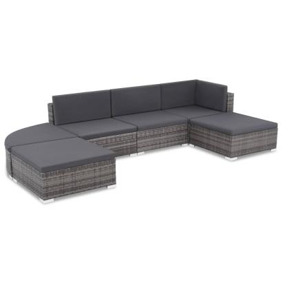 Set mobilier de grădină cu perne, 6 piese, gri, poliratan GartenMobel Dekor