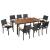 Set mobilier de exterior, 9 piese negru, poliratan, lemn acacia GartenMobel Dekor