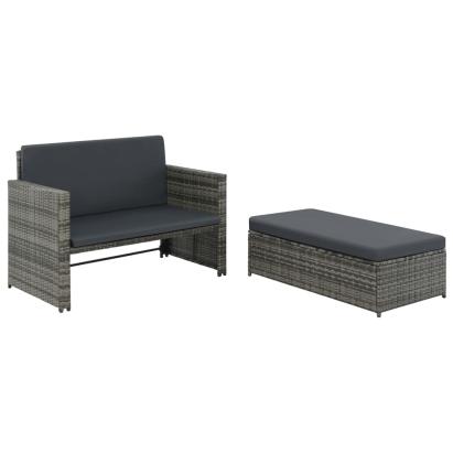 Set mobilier de grădină cu perne, 2 piese, gri, poliratan GartenMobel Dekor