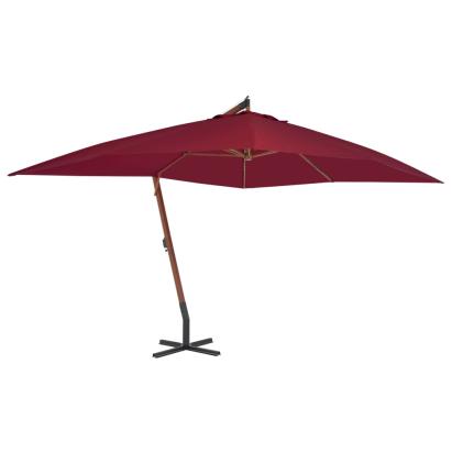 Umbrelă suspendată cu stâlp din lemn, roșu bordo, 400x300 cm GartenMobel Dekor
