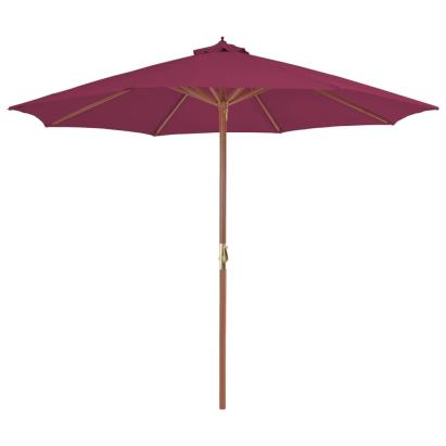 Umbrelă de soare exterior, stâlp din lemn, 300 cm, roșu bordo GartenMobel Dekor