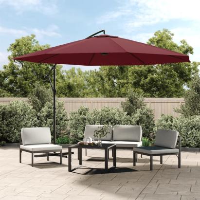 Umbrelă suspendată cu stâlp din aluminiu, 350 cm, roșu bordo GartenMobel Dekor