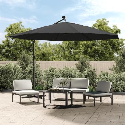 Umbrelă de consolă cu LED și stâlp de metal, antracit, 350 cm GartenMobel Dekor