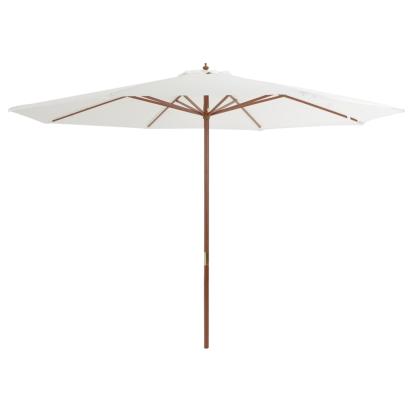 Umbrelă de soare exterior, stâlp din lemn, alb nisipiu, 350 cm GartenMobel Dekor