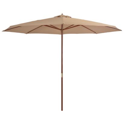 Umbrelă de soare de exterior, stâlp din lemn, gri taupe, 350 cm GartenMobel Dekor