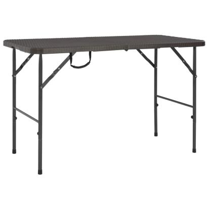 Masă de grădină pliabilă, maro, 120x60x74, HDPE, aspect ratan GartenMobel Dekor