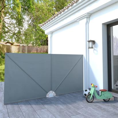 Copertină laterală pliabilă de terasă, gri, 300x150 cm GartenMobel Dekor