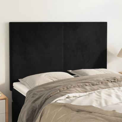 Tăblii de pat, 4 buc, negru, 72x5x78/88 cm, catifea GartenMobel Dekor