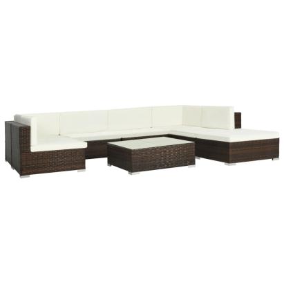 Set mobilier de grădină cu perne, 8 piese, maro, poliratan GartenMobel Dekor