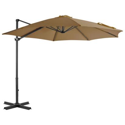 Umbrelă suspendată cu stâlp din aluminiu, gri taupe, 300 cm GartenMobel Dekor