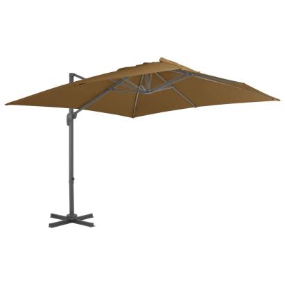 Umbrelă suspendată cu stâlp din aluminiu gri taupe 300x300 cm GartenMobel Dekor
