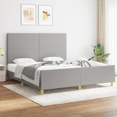 Cadru de pat cu tăblie, gri deschis, 180x200 cm, textil GartenMobel Dekor