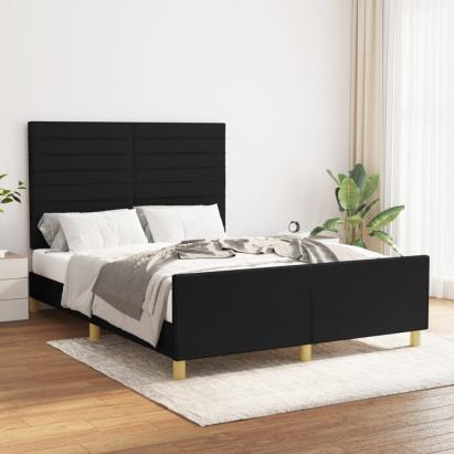 Cadru de pat cu tăblie, negru, 140x200 cm, textil GartenMobel Dekor