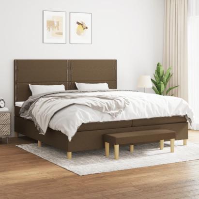 Pat box spring cu saltea, maro închis, 200x200 cm, textil GartenMobel Dekor
