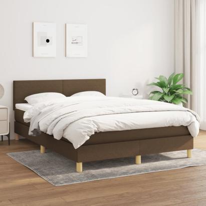 Pat continental cu saltea, maro închis, 140x200 cm, textil GartenMobel Dekor