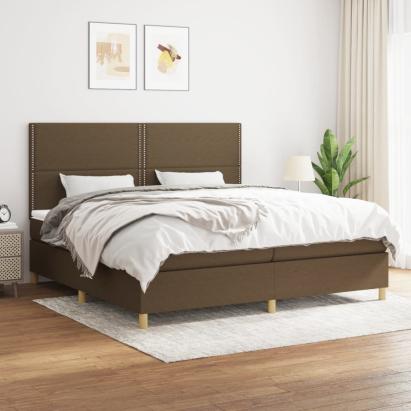 Pat box spring cu saltea, maro închis, 200x200 cm, textil GartenMobel Dekor