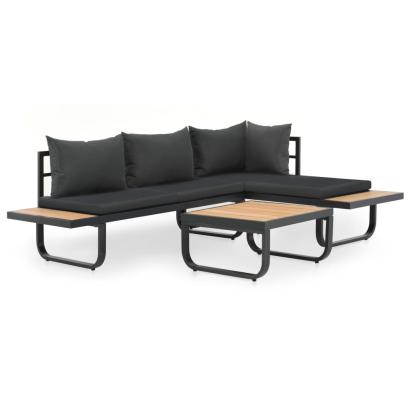 Set canapea de grădină colțar cu perne, 2 piese, aluminiu, WPC GartenMobel Dekor