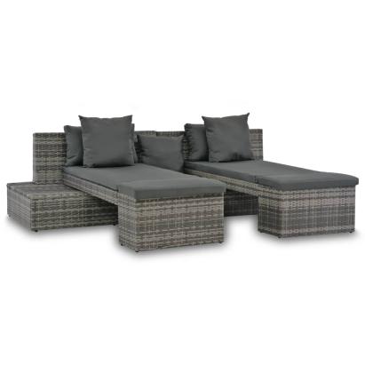 Set mobilier de grădină cu perne, 4 piese, gri, poliratan GartenMobel Dekor