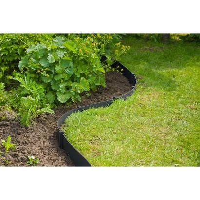 Nature Set margine bordură de grădină, negru, H715x10 m, cu țăruși GartenMobel Dekor