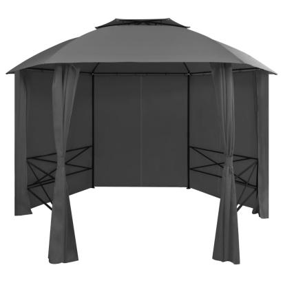 Marchiză pavilion de grădină cu perdele, 360x265 cm, hexagonal GartenMobel Dekor