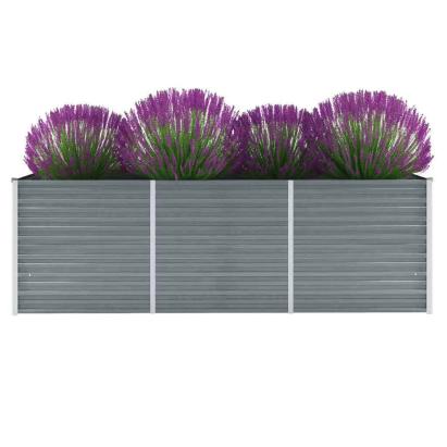 Strat înălțat de grădină, gri, 240x80x77 cm, oțel galvanizat GartenMobel Dekor