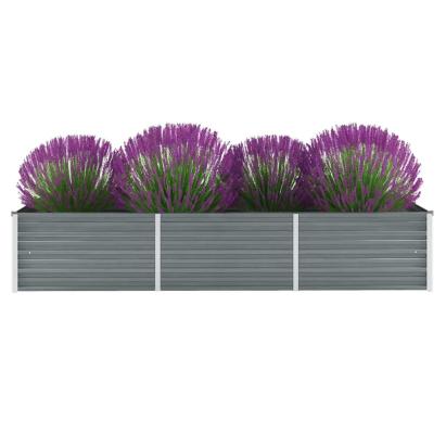 Strat înălțat de grădină, gri, 240x80x45 cm, oțel galvanizat GartenMobel Dekor