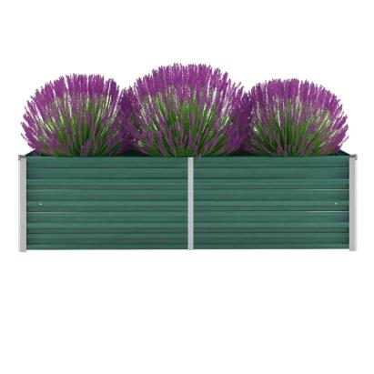 Strat înălțat de grădină, verde, 160x40x45 cm, oțel galvanizat GartenMobel Dekor