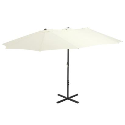 Umbrelă soare exterior, stâlp aluminiu, nisipiu, 460 x 270 cm GartenMobel Dekor