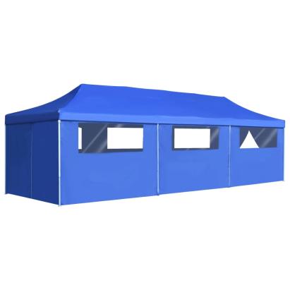 Cort petrecere pliabil cu 8 pereți laterali, albastru, 3 x 9 m GartenMobel Dekor