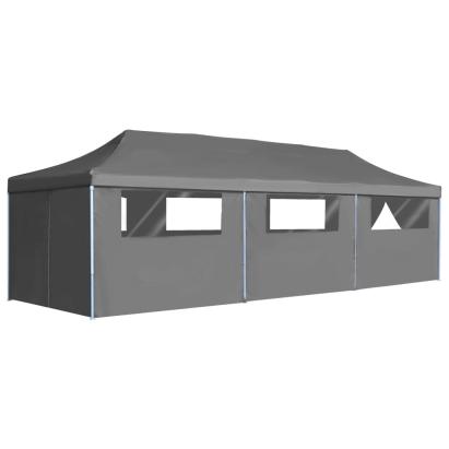 Cort petrecere pliabil cu 8 pereți laterali, antracit, 3 x 9 m GartenMobel Dekor