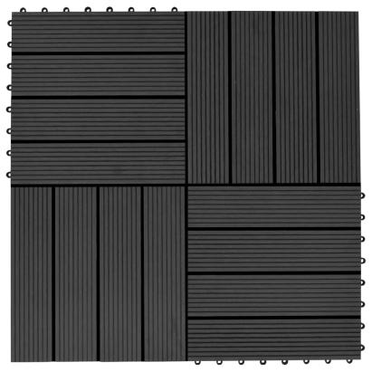 Plăci de pardoseală 11 buc, negru, 30 x 30 cm ,WPC, 1 mp GartenMobel Dekor