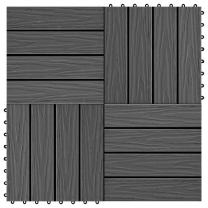 Plăci podea în relief, WPC, 11 buc., 30 x 30 cm, 1 mp, negru GartenMobel Dekor